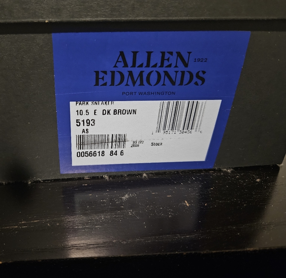 Brown Leather Men's Dress Sneaker Allen Edmonds 10.5E Wide NIB - Picture 8 of 8